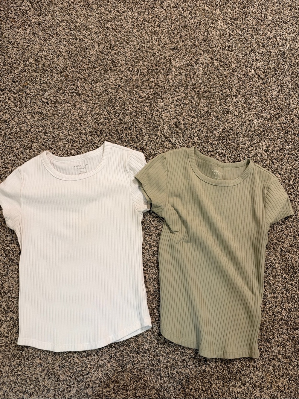 American Eagle Ribbed Cropped Tee Set Sz S